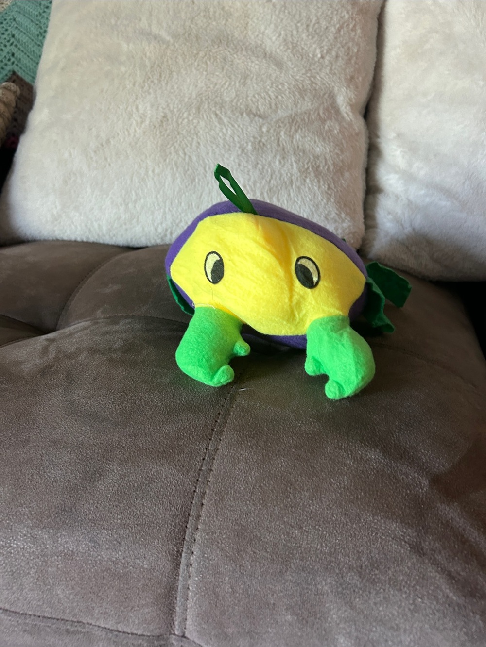 Plush Small Pet Toy - Yellow, Green & Purple Crustacean